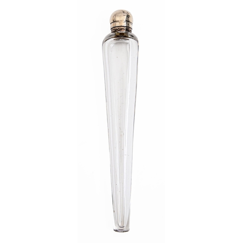 391 - A Victorian silver mounted glass 'icicle' scent bottle, with bayonet cap, 19.5cm h, maker's mark rub... 