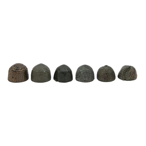 428 - Six European bronze and brass skep thimbles, 14th/16th c, various sizes