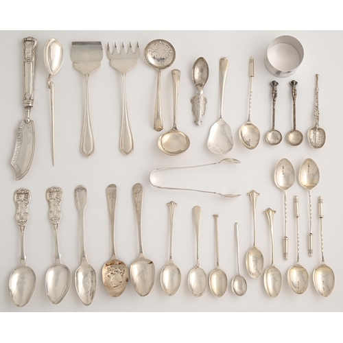 509 - Miscellaneous small silver flatware and a napkin ring, various makers and dates, mostly first half 2... 