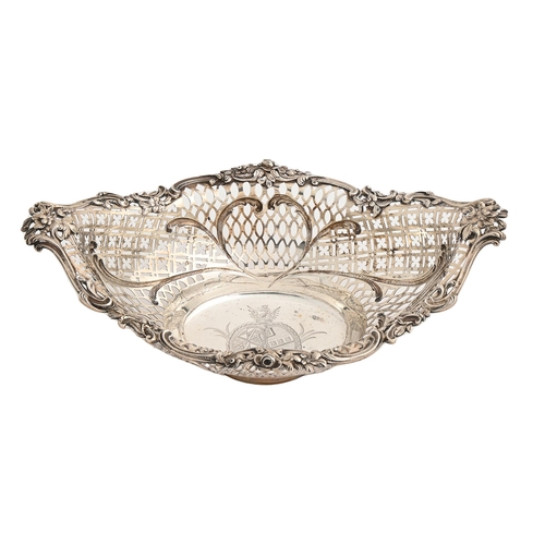 533 - A George III pierced silver basket, from an epergne, the applied rim of crisply cast and chased rose... 