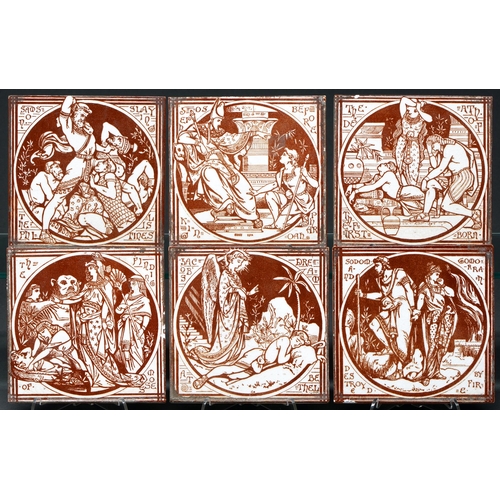 638 - A set of six Mintons China Works 6 inch tiles from the New Testament Series designed by John Moyr Sm... 