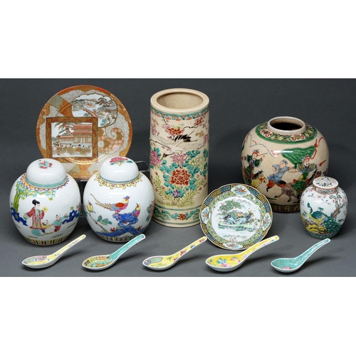 712 - Miscellaneous Chinese famille rose and other ginger jars and Japanese ceramics, early 20th c and lat... 