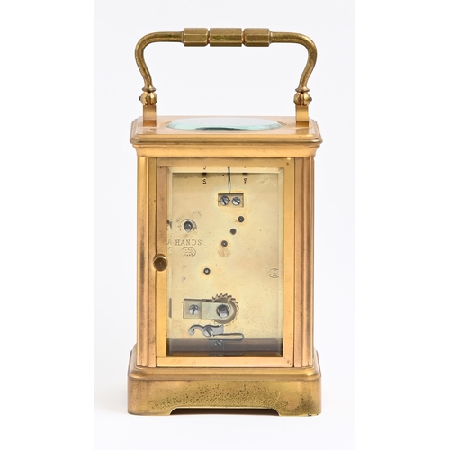 801 - A French gilt brass carriage timepiece, Drocourt & Co, late 19th c, retaining the original platf... 