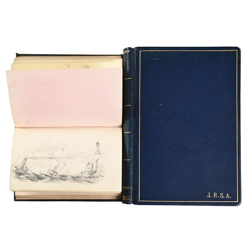 1137 - Bindings. A mid-19th century lady's drawing-room album, partially-inscribed in ink manuscript with v... 