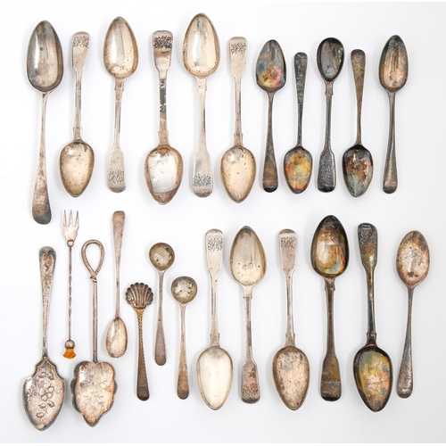 133 - Miscellaneous silver teaspoons and other small flatware, George III-Victorian, 12ozs 5dwtsThe collec... 