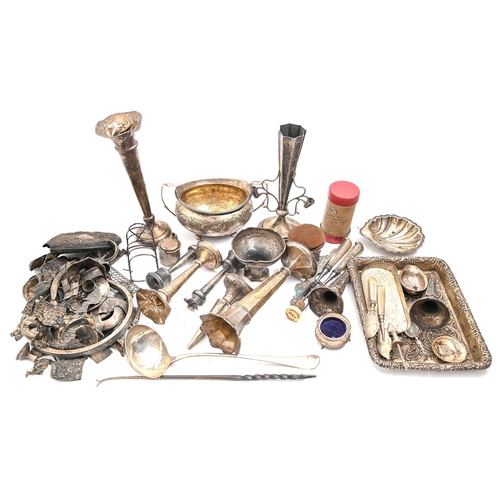 173 - Miscellaneous silver hollow ware, flatware and other articles, George III and later, approx 50ozs we... 