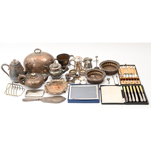 177 - Miscellaneous plated ware, late 18th-early 20th c, to include a loving cup, lady's tankard, wine coa... 