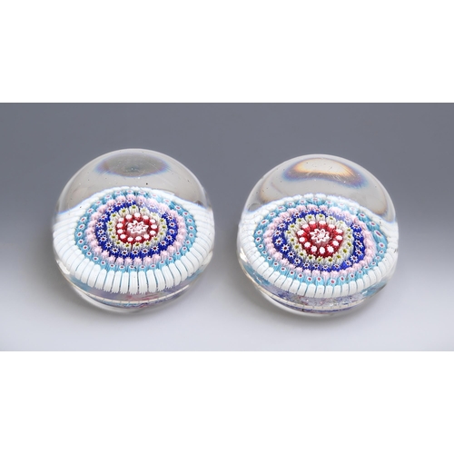 190 - Two 'Old English' concentric millefiori paperweights, Birmingham or Stourbridge, 19th / early 20th c... 