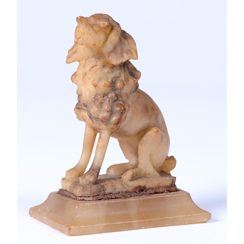 223 - An Italian alabaster sculpture of a dog, 19th c, 12cm hThe collection of C. W. Briggs (1906-1971) (l... 