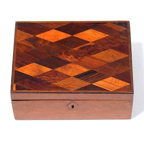 240 - A Regency sycamore box, with specimen wood lid, the interior and detachable tray in contemporary pin... 