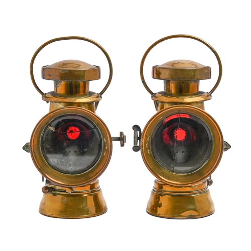 262 - Veteran motoring. A pair of brass LUCAS'S PETROLEUM MOTOR-LAMP[S], early 20th c, left and right aspe... 