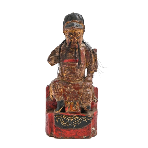 267 - A Chinese giltwood figure of an immortal, 19th c, with whiskers, 31cm hThe collection of C. W. Brigg... 