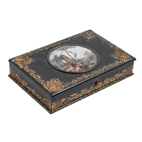 276 - A Victorian papier mache writing box, by Thomas Lane, Royal Papier Mache Works, Birmingham, c1850, t... 