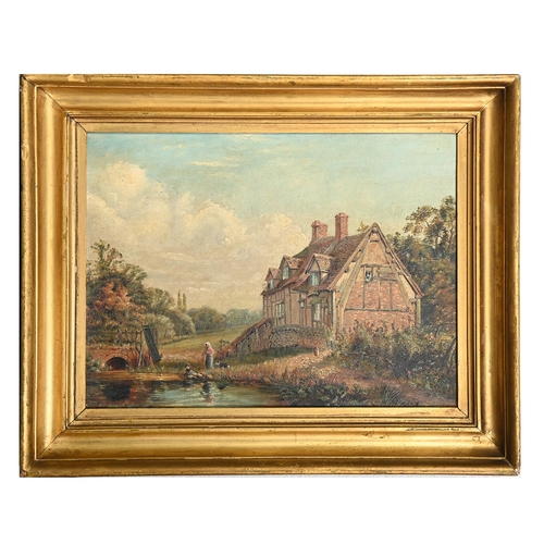 376 - W Swindell, 19th c - Cottage at Whittington near Worcester, signed and dated 1885 (in red), inscribe... 