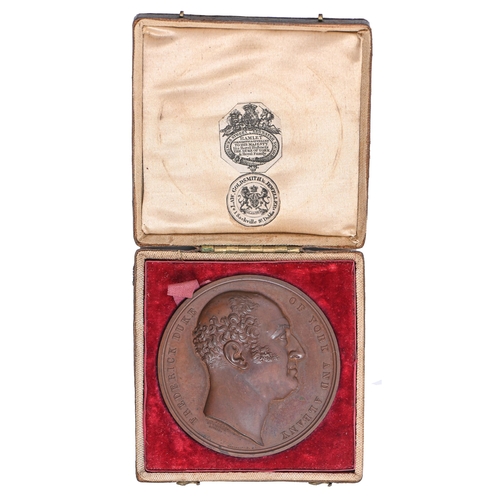 506 - 1827, Death of Frederick Duke of York, by Pistrucci, bronze 60mm, original leather box with Hamlet p... 