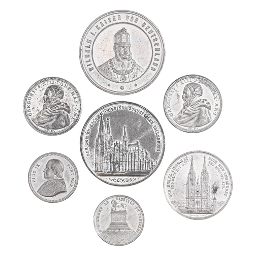 514 - Europe, white metal 19th century, medallions of Belgium, Germany, Papal States, EF+ (7)From the coll... 