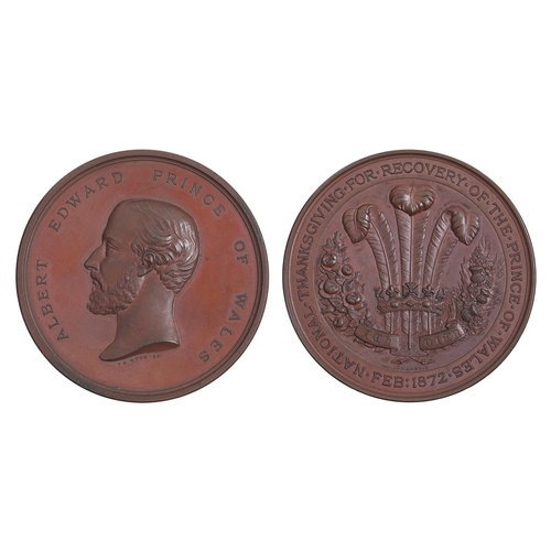 518 - 1872, The Recovery of the Prince of Wales, by J.S. Wyon, reverse by J.S. and A.B. Wyon, bronze 58mm,... 