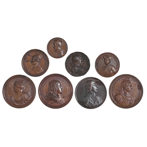 537 - Medallions, Oliver Cromwell & Aniello, bronze, 46mm, aEF; 1745 Duke Cumberland by Kirk, bronze, ... 