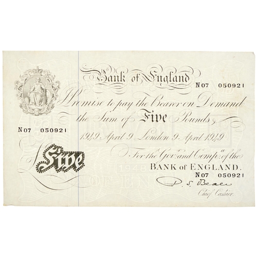 543 - Paper money. Bank of England, Beale, white £5, N 07