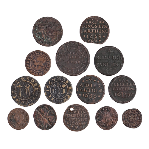 551 - Tokens, 17th century, including Samuel Hart; Richard Kenion of Rochdale; John Lidon of Uplyme; with ... 