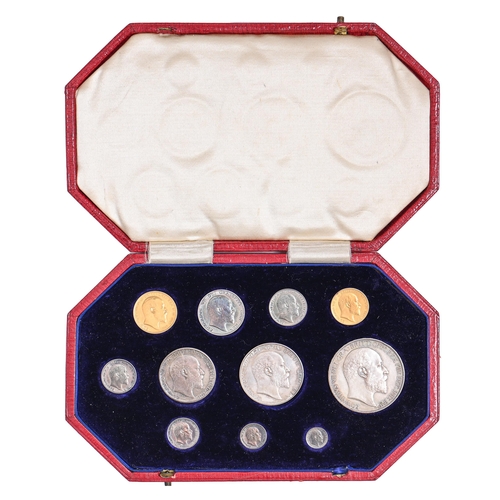 570 - 1902 Matt Proof Set, Sovereign to Maundy 1d, in fitted red leather box of issue (faults), the half-s... 