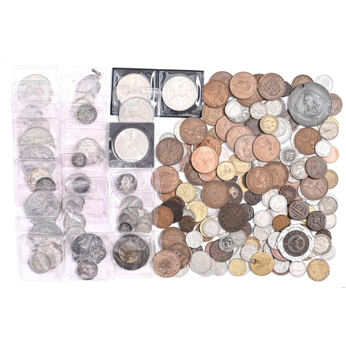 575 - Miscellaneous United Kingdom and foreign silver and base metal coins, 18th - 20th c, and several com... 