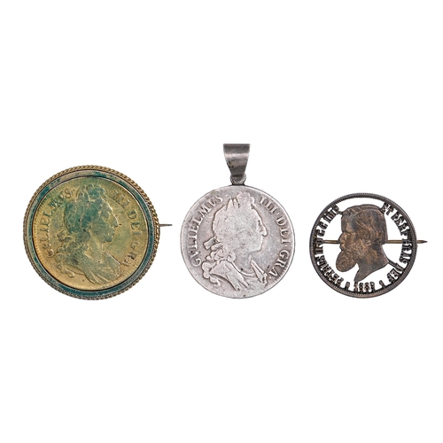 586 - Coin Jewellery, Brazil 1889, superb obverse cut-out of the finest craftsmanship, mounted as a brooch... 