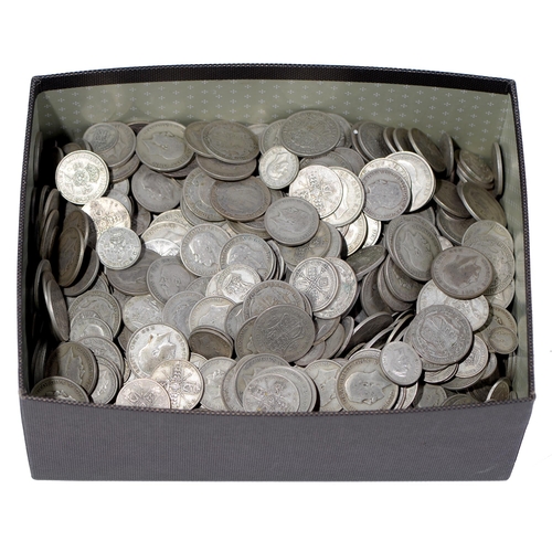 593 - Silver coins. Half crowns, florins, shillings and smaller denominations, period 1920-46, 371ozs 18dw... 