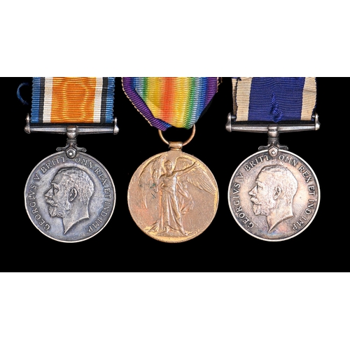 623 - WWI, three, British War Medal 68202 Sjt F Bird RA, pair, Victory Medal and Royal Naval Long Service ... 