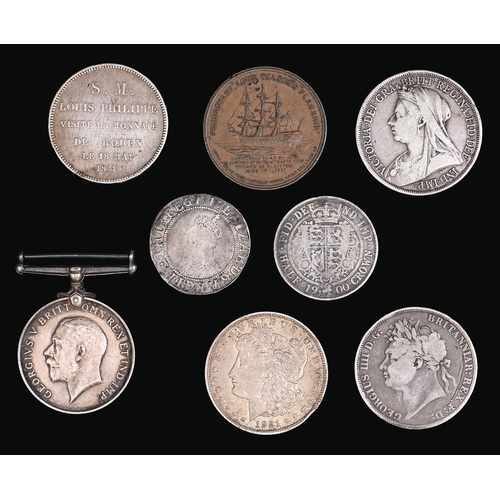 626 - English Hammered, Elizabeth I, 1/-, 6th issue mm 1, portrait weak, otherwise Fine; Crowns 1821, 1893... 