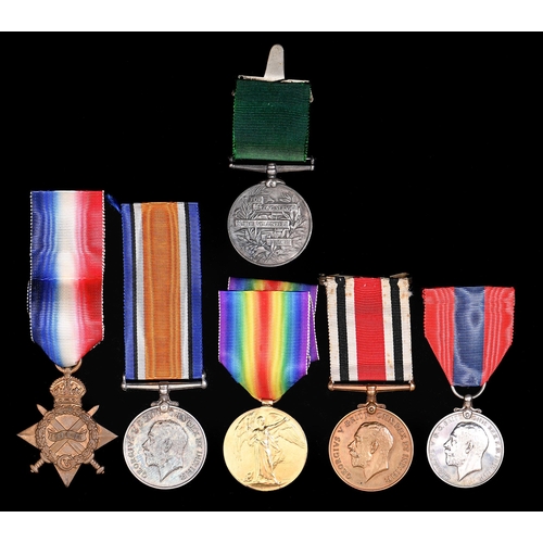 632 - WWI, group of four 1914-15 Star, British War Medal, Victory Medal and Imperial Service Medal George ... 