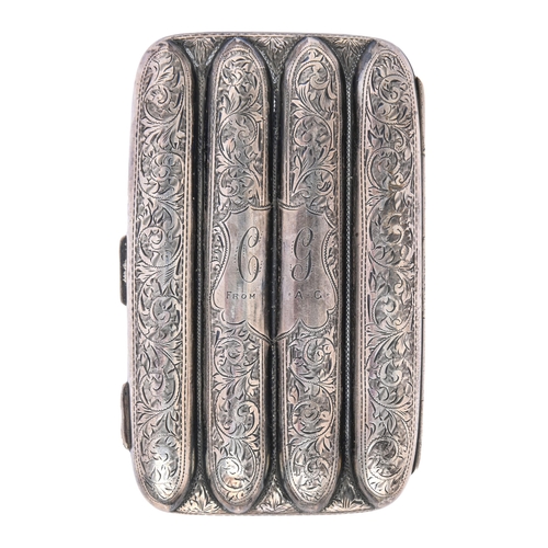 80 - A George V silver cigar case, foliate engraved, 13cm l, by J Gloster Ltd, Birmingham 1913, 5ozs 4dwt... 