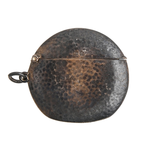 95 - An Edwardian silver vesta case, of round dimpled form, 46mm diam, by Deakin & Francis, Birmingha... 