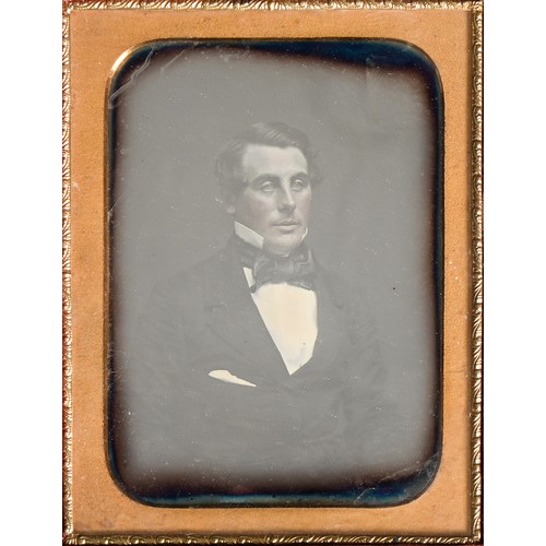 1194 - Photography. An American half-plate daguerreotype portrait of a gentleman, c. 1850-56, half-length, ... 