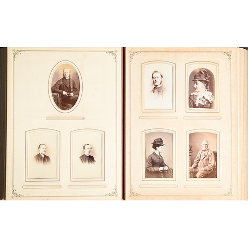 1196 - Photography. A 19th century family photograph album, mid-Victorian to c. 1914, approx. 120 images, m... 