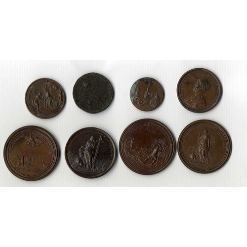 537 - Medallions, Oliver Cromwell & Aniello, bronze, 46mm, aEF; 1745 Duke Cumberland by Kirk, bronze, ... 