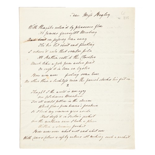 1132 - Archery, The Royal British Bowmen.  [?By] *** Miss Bagley, n.d. [c. 1813], 6pp, 14 dizdain stanzas o... 