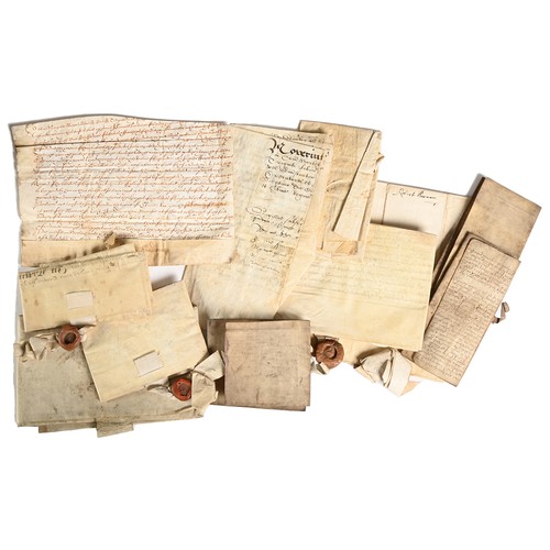 1145 - James I (1566-1625), a property deed, Latin manuscript hand-scrivened on vellum, in a court hand, 25... 