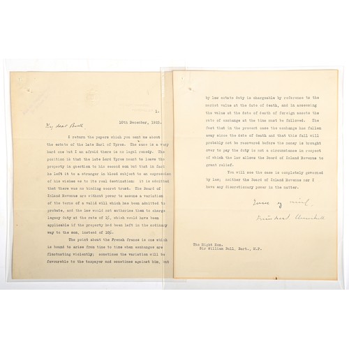 1173 - Sir Winston Spencer-Churchill (1874-1965). Autographed t.l.s. of 2pp, on Treasury Chambers writing-p... 