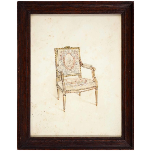 1057 - Jose Arthur Gerald Stone (1894-1917) - Louis XV fauteuil; Louis XVI fauteuil, two, pencil and waterc... 