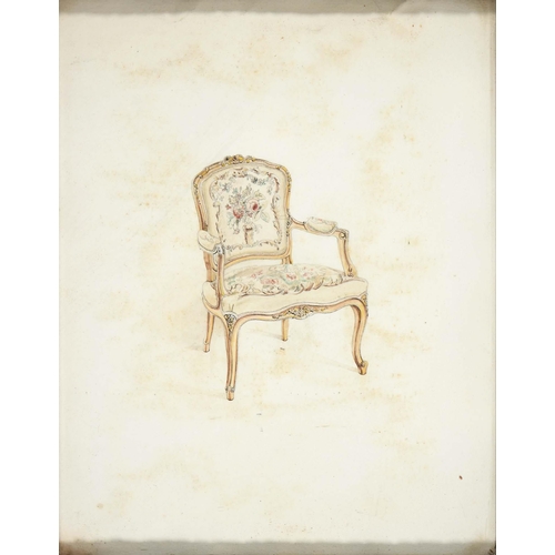 1057 - Jose Arthur Gerald Stone (1894-1917) - Louis XV fauteuil; Louis XVI fauteuil, two, pencil and waterc... 