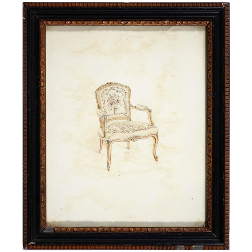 1057 - Jose Arthur Gerald Stone (1894-1917) - Louis XV fauteuil; Louis XVI fauteuil, two, pencil and waterc... 