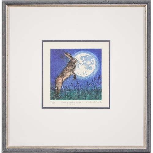 1084 - Richard Pocock, 20th / 21st c - Moongazing Hare, aquatint, signed by the artist in pencil, inscribed... 