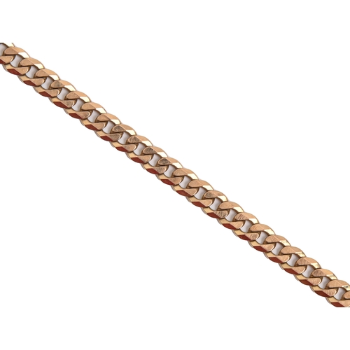 111 - A 9ct gold flat curb bracelet, 20cm l, 19g