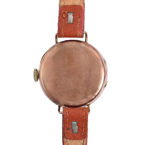 17 - A 9ct gold lady's wristwatch, 25mm diam, import marked Glasgow 1924