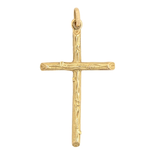 5 - An Italian gold cross, 45mm h, indistinctly marked k18 and ITALY, 3.7g