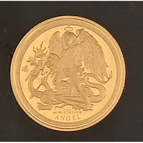 538 - Gold coin. Isle of Man proof one tenth Angel 2020