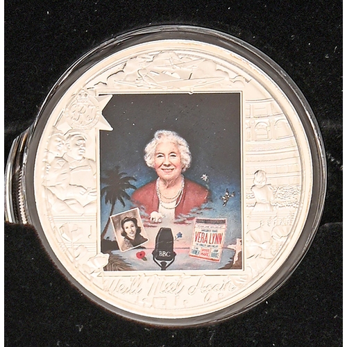 546 - Silver coin. Gibraltar Dame Vera Lynn commemorative proof 5oz ten pounds 2020, cased... 