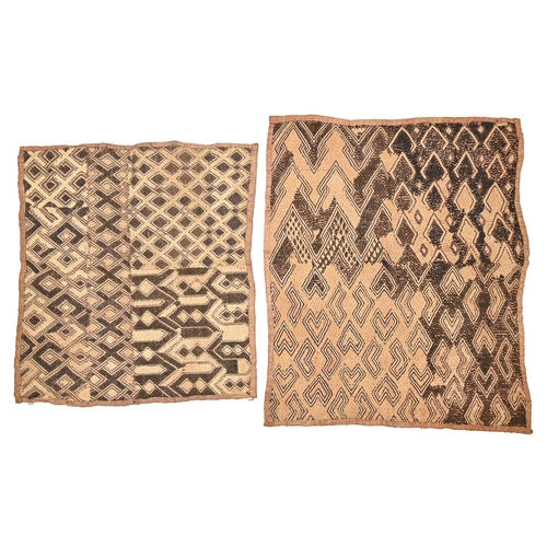 933 - Tribal Art. Two French Colonial period Kuba textile squares, Congo, 50 x 60 and 39 x 45cm... 