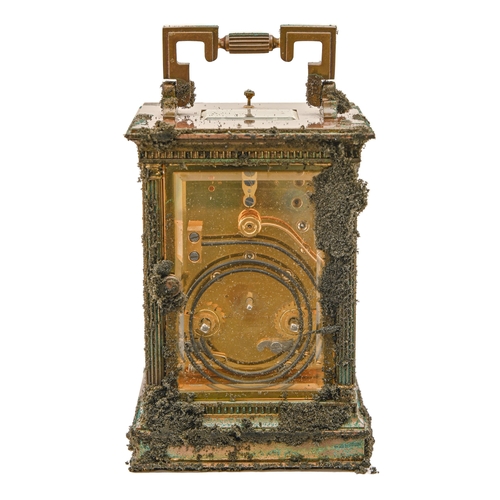 941 - A Matthew Norman brass carriage clock, late 20th c, with repeating movement, 15cm h excluding handle... 